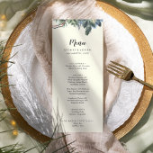 Winter Greenery | Ivory Wedding Dinner Menu Menükarte