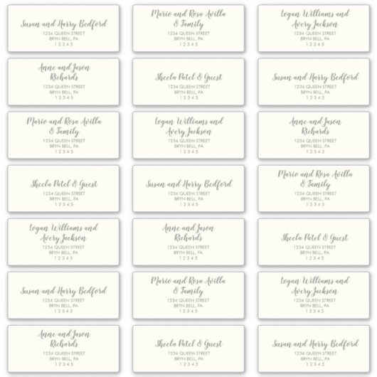 Winter Greenery|Ivory Wedding Guest Address Labels (Vorderseite)