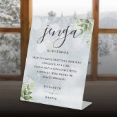 Winter Greenery Jenga Wedding Guestbook Sockelschild