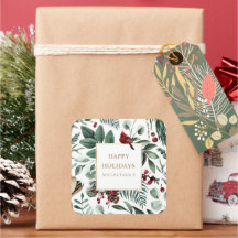 Winter Greenery Kardinal Happy Holidays Monogram