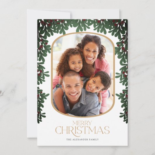 Winter Greenery Mistletoe Rounded Foto Weihnachten (Vorderseite)