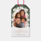 Winter Greenery Mistletoe Rounded Foto Weihnachten Geschenkanhänger (Vorderseite)