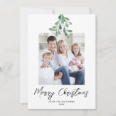 Winter Greenery Mistletoe Weihnachtsfest Foto Feiertagskarte (Vorderseite)