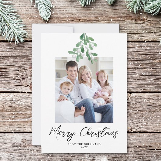 Winter Greenery Mistletoe Weihnachtsfest Foto Feiertagskarte