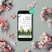 Winter Greenery Mountain Pine Trees Wedding Einladung