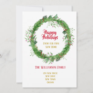 Winter Greenery Neue Zuhause Happy Holidays Feiertagskarte