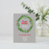 Winter Greenery Neue Zuhause Happy Holidays Postkarte (Stehend Vorderseite)