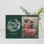 winter greenery photo holiday card feiertagskarte (Stehend Vorderseite)