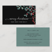 Winter Greenery Pine and Berries Holiday Business Visitenkarte (Vorne/Hinten)