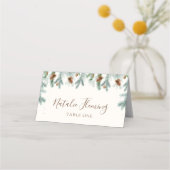 Winter Greenery Pine Branches Cones Wedding Platzkarte (Rückseite)