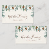 Winter Greenery Pine Branches Cones Wedding Platzkarte (Vorne/Hinten)