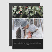 Winter Greenery Pine Budget Foto Weihnachtskarte Magnetkarte (Vorne/Hinten)