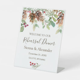 Winter Greenery Pine Holly Probe Dinner Sockelschild