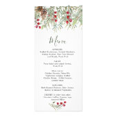 Winter Greenery Pine Wedding Weihnachtsmenü Werbekarte (Vorne)