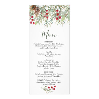 Winter Greenery Pine Wedding Weihnachtsmenü Werbekarte