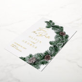 Winter Greenery Pinecone Weihnachten Save the Date Folieneinladung (Gedreht)
