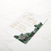 Winter Greenery Pinecone Weihnachtsfeier Hochzeit Folieneinladung (Gedreht)