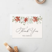 Winter Greenery Poinsettia Dankeschön Karte (Vorderseite/Rückseite Beispiel)