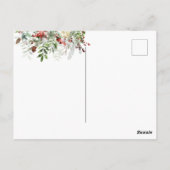 Winter Greenery Red Berry Bird Weihnachtskarte Postkarte (Rückseite)