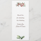 Winter Greenery Red Berry Wedding Menu Menükarte (Rückseite)