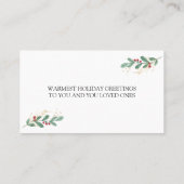 Winter Greenery Red Berry Weihnachtsgeschäft Platzkarte (Rückseite)