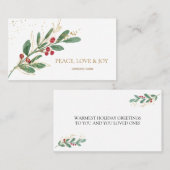 Winter Greenery Red Berry Weihnachtsgeschäft Platzkarte (Vorne/Hinten)