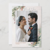 Winter Greenery Red Christmas Chic Foto Vielen Dan Dankeskarte (Vorderseite)