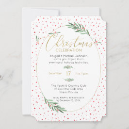 Winter Greenery Red Green Gold Weihnachtsfest Part Einladung