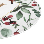 Winter Greenery Red Happy Holidays Monogram Schneidebrett (Ecke)