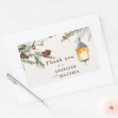 Winter Greenery Red Kardinal & Berries Wedding Rechteckiger Aufkleber (Umschlag)