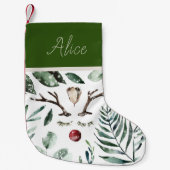 Winter Greenery Rudolph Nose Monogram Kleiner Weihnachtsstrumpf (Vorderseite)