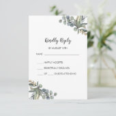 Winter Greenery Simple Wedding RSVP Card (Stehend Vorderseite)