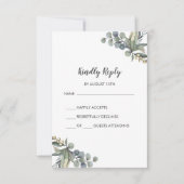 Winter Greenery Simple Wedding RSVP Card Karte (Vorderseite)