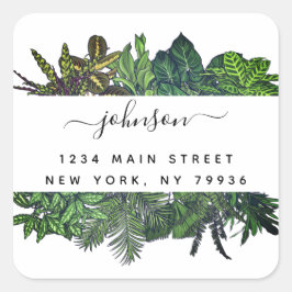 Winter Greenery Tropical Blätter Urlaub Quadratischer Aufkleber