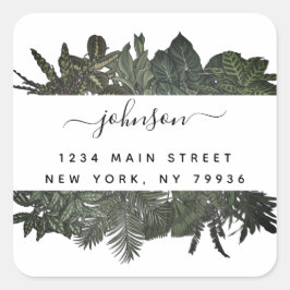 Winter Greenery Tropical Blätter Urlaub Quadratischer Aufkleber