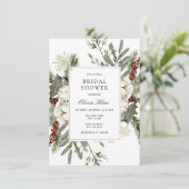 Winter Greenery und Florals Brautparty Einladung (Stehend Vorderseite)