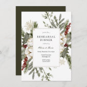 Winter Greenery und Florals Probe Dinner Einladung (Vorne/Hinten)