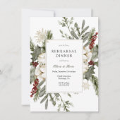 Winter Greenery und Florals Probe Dinner Einladung (Vorderseite)