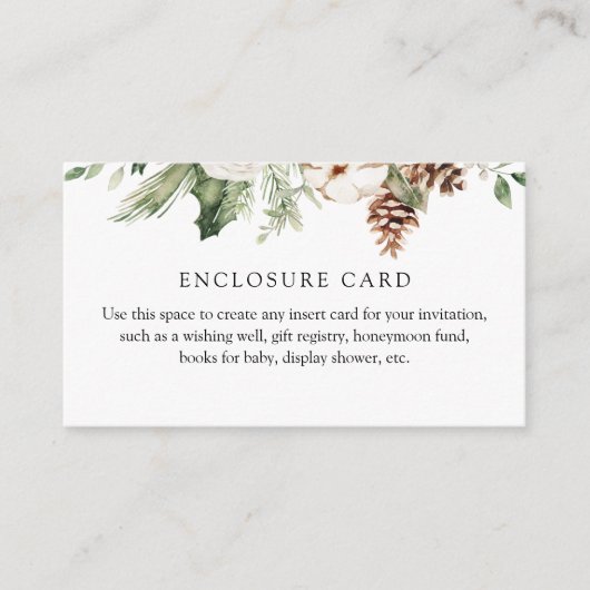 Winter Greenery und Pinecone Custom Enclosure Card Begleitkarte (Vorderseite)