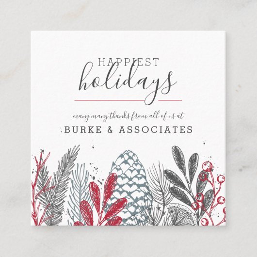 Winter Greenery Urlaub Quadratische Visitenkarte (Vorderseite)