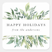 Winter Greenery | Urlaub Quadratischer Aufkleber (Vorderseite)