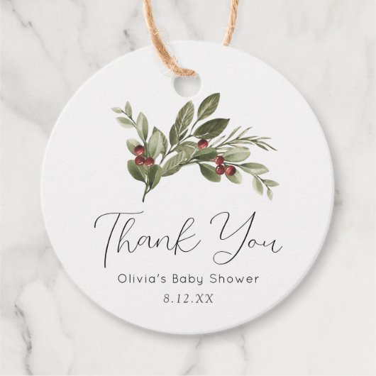 Winter Greenery Vielen Dank für Ihre Unterstützung Geschenkanhänger (Vorderseite)