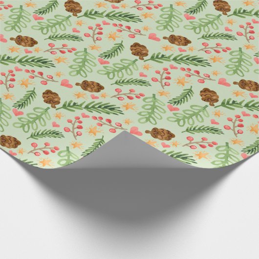 Winter Greenery Watercolor Geschenkpapier (Ecke)