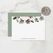 Winter Greenery Watercolor Individuelle Name Mitteilungskarte (Vorderseite/Rückseite Beispiel)