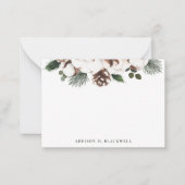 Winter Greenery Watercolor Individuelle Name Mitteilungskarte (Vorderseite)