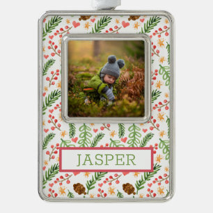 Winter Greenery Watercolor Rahmen-Ornament Silber