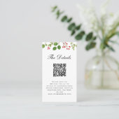 Winter Greenery Wedding Details Karte mit QR Code (Stehend Vorderseite)