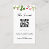 Winter Greenery Wedding Details Karte mit QR Code (Vorderseite)