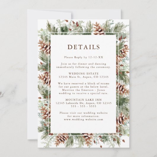 Winter Greenery Wedding Enclosure Cards Einladung (Vorderseite)