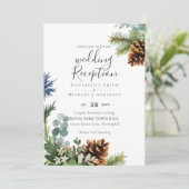 Winter Greenery Wedding RecEPTION Abend nur Inv. Einladung (Stehend Vorderseite)